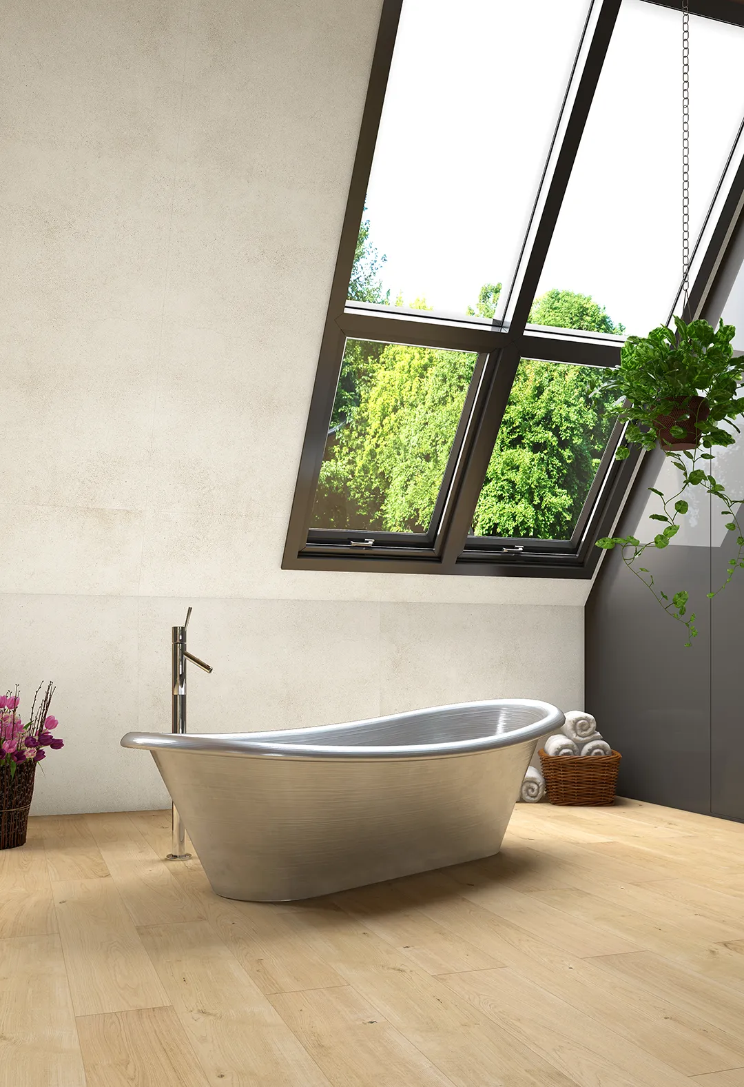 Ceraminový obklad v koupelně — velkoformátové panely